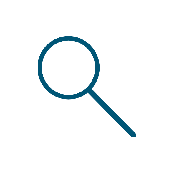 Icon of a magnifying glass, representing search or inspection.