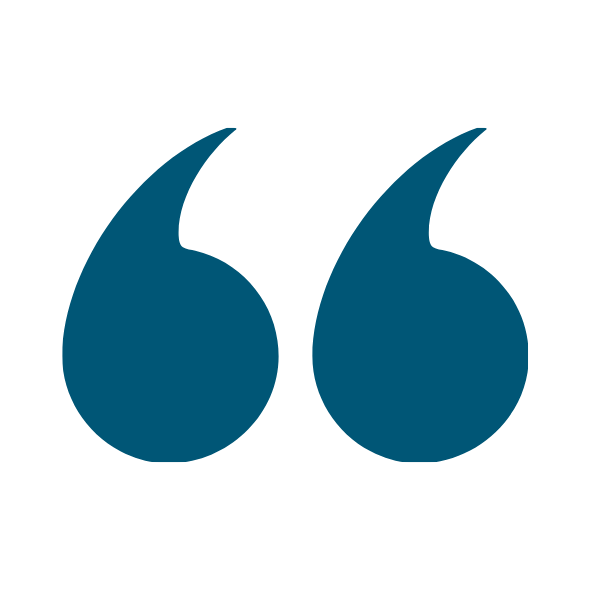 Icon of two large quotation marks in a solid colour, representing quotes or testimonials.