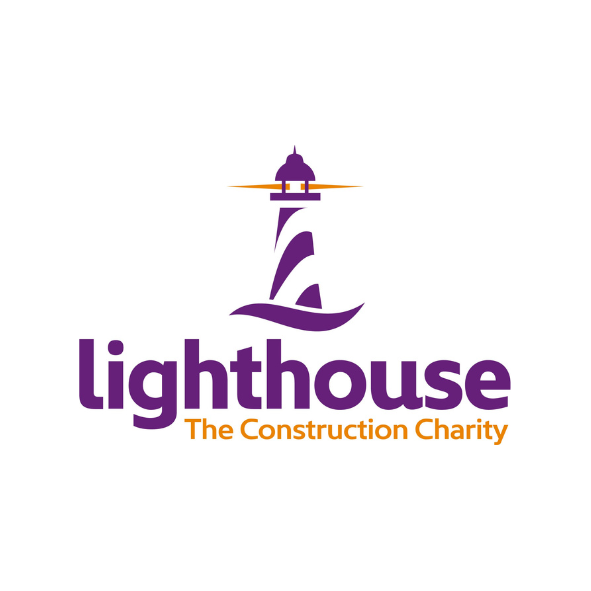 Logo showing a lighthouse symbol with the text Lighthouse The Construction Charity.