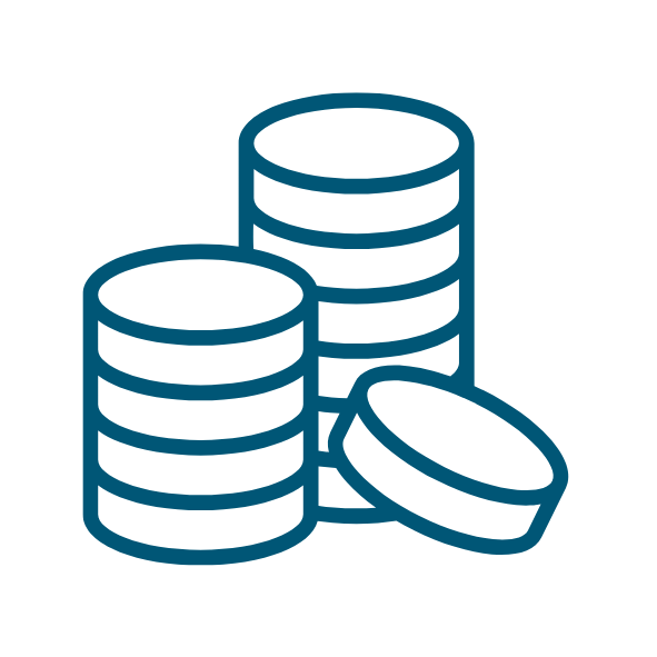 Icon of stacked coins, representing debt.